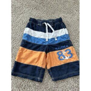 Nautica Swim Trunks Youth M Medium 10-12 Navy Color Block Bathing Suit Pockets